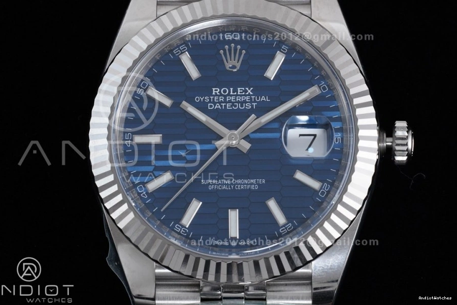 Textured Blue Best 41 on Steel DateJust Bracelet Clean 904L Edition TravelReady 1:1 Dial 126334 Jubilee 628 SH 0125